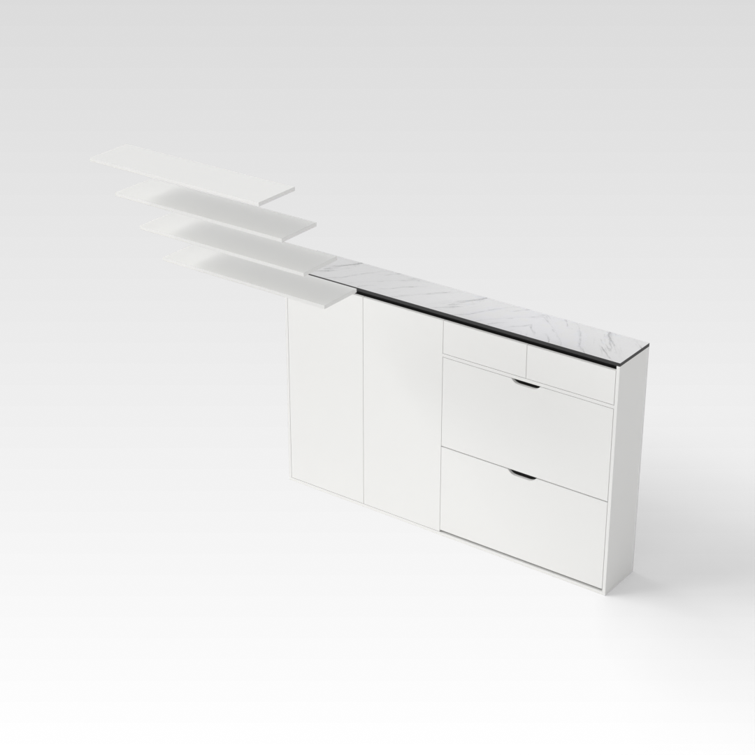 Warm White & White Marble Shoe Cabinet