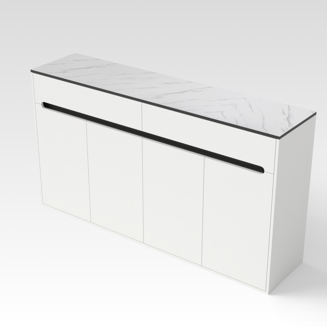 Warm White & White Marble Shoe Cabinet