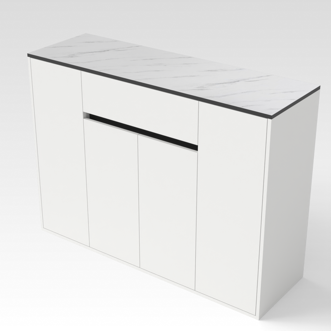 Warm White & Marble Shoe Cabinet
