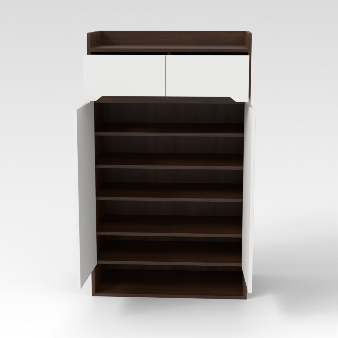 Prairie Oak & Warm White Shoe Cabinet