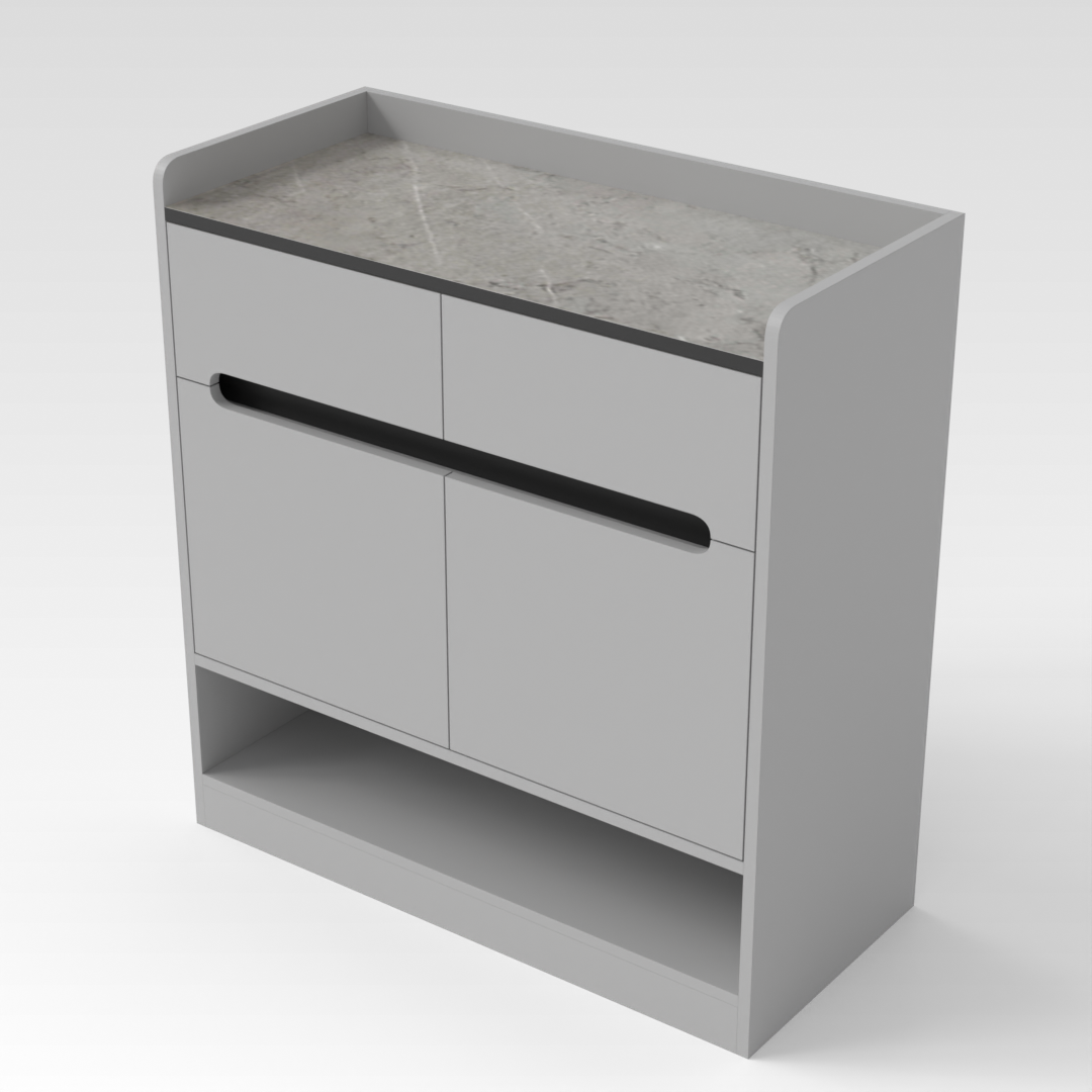 Light Gray & Black Shoe Cabinet