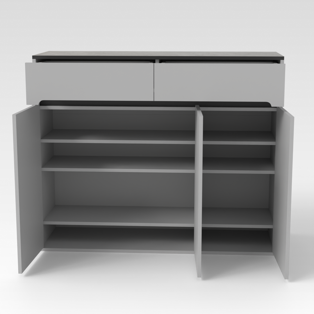 Light Gray & Brown Stone Grain Shoe Cabinet