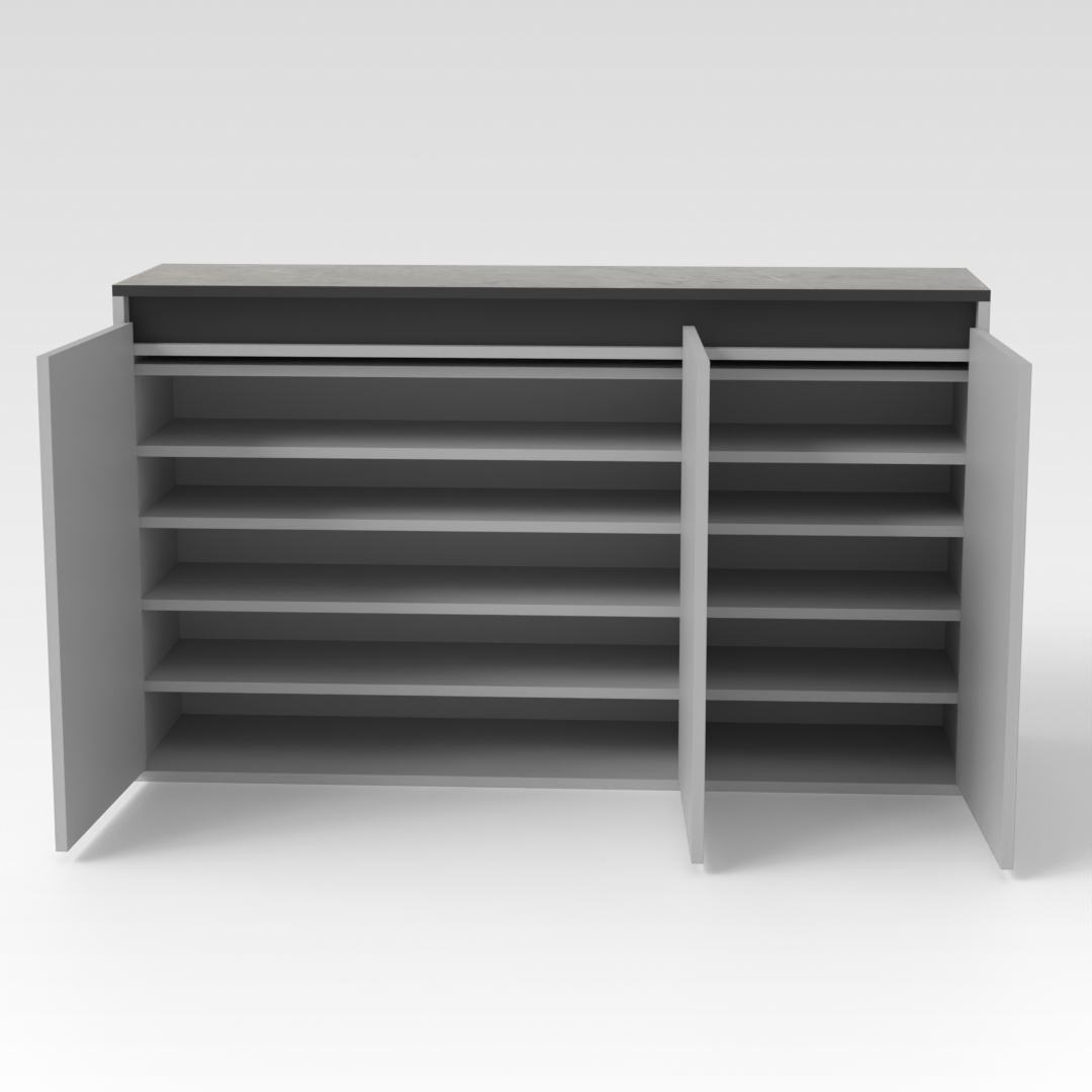 Light Gray & Brown Stone Grain Shoe Cabinet