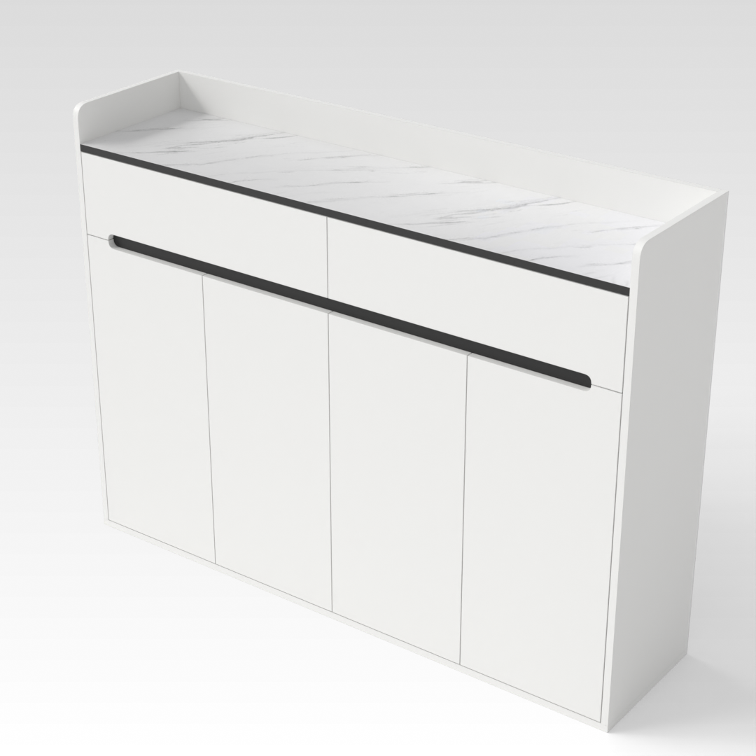 Warm White & Black Shoe Cabinet