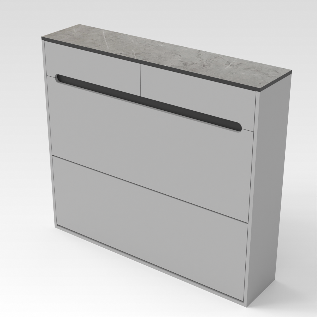 Light Gray & Black Shoe Cabinet