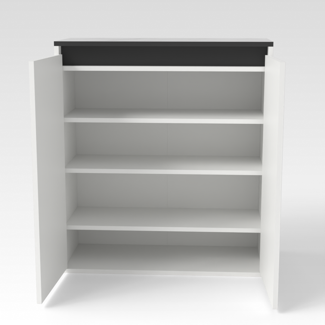 Warm White & Black Shoe Cabinet