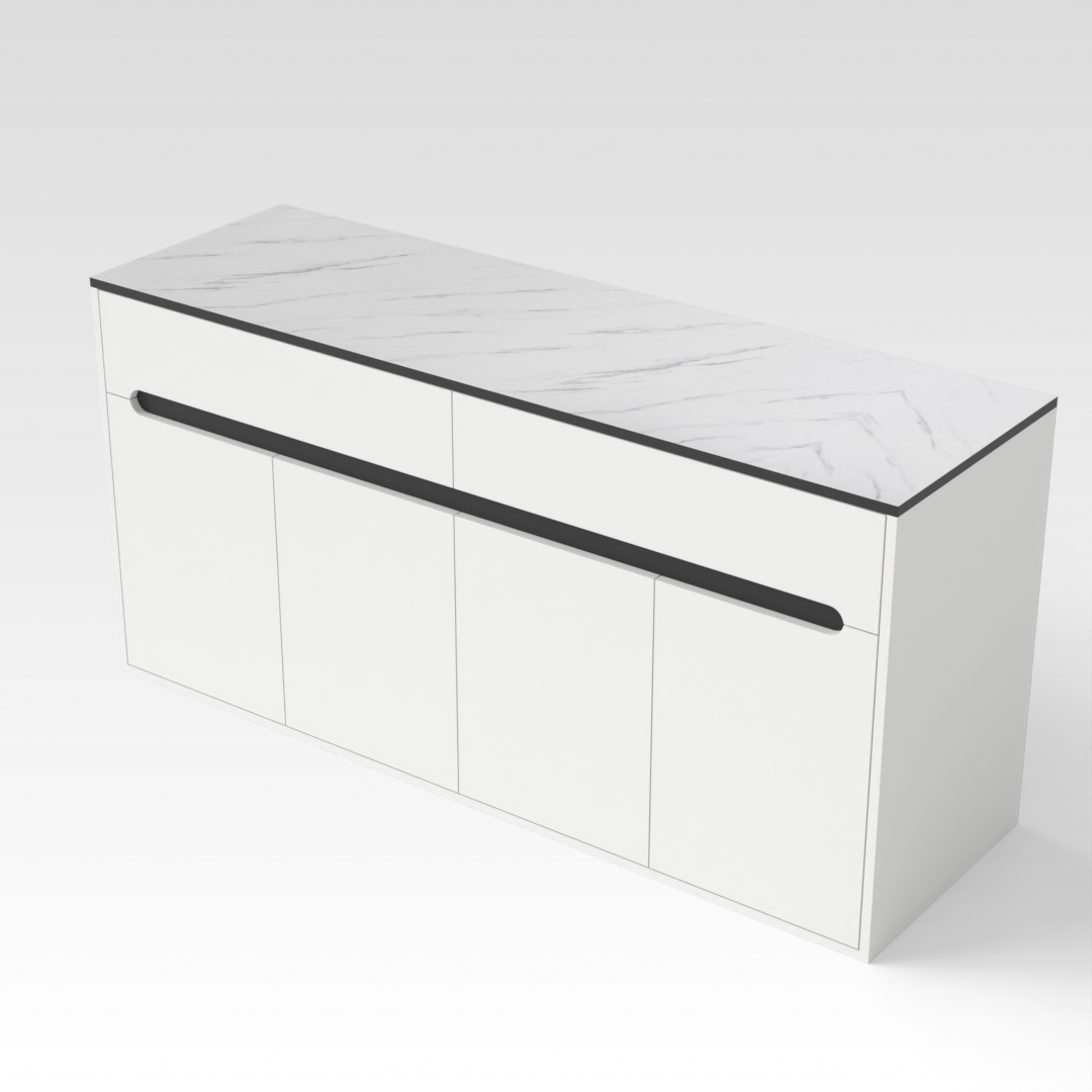 Warm White & White Marble Shoe Cabinet
