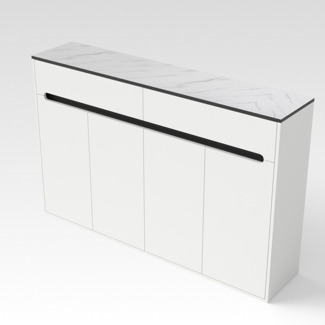 Warm White & Black Shoe Cabinet