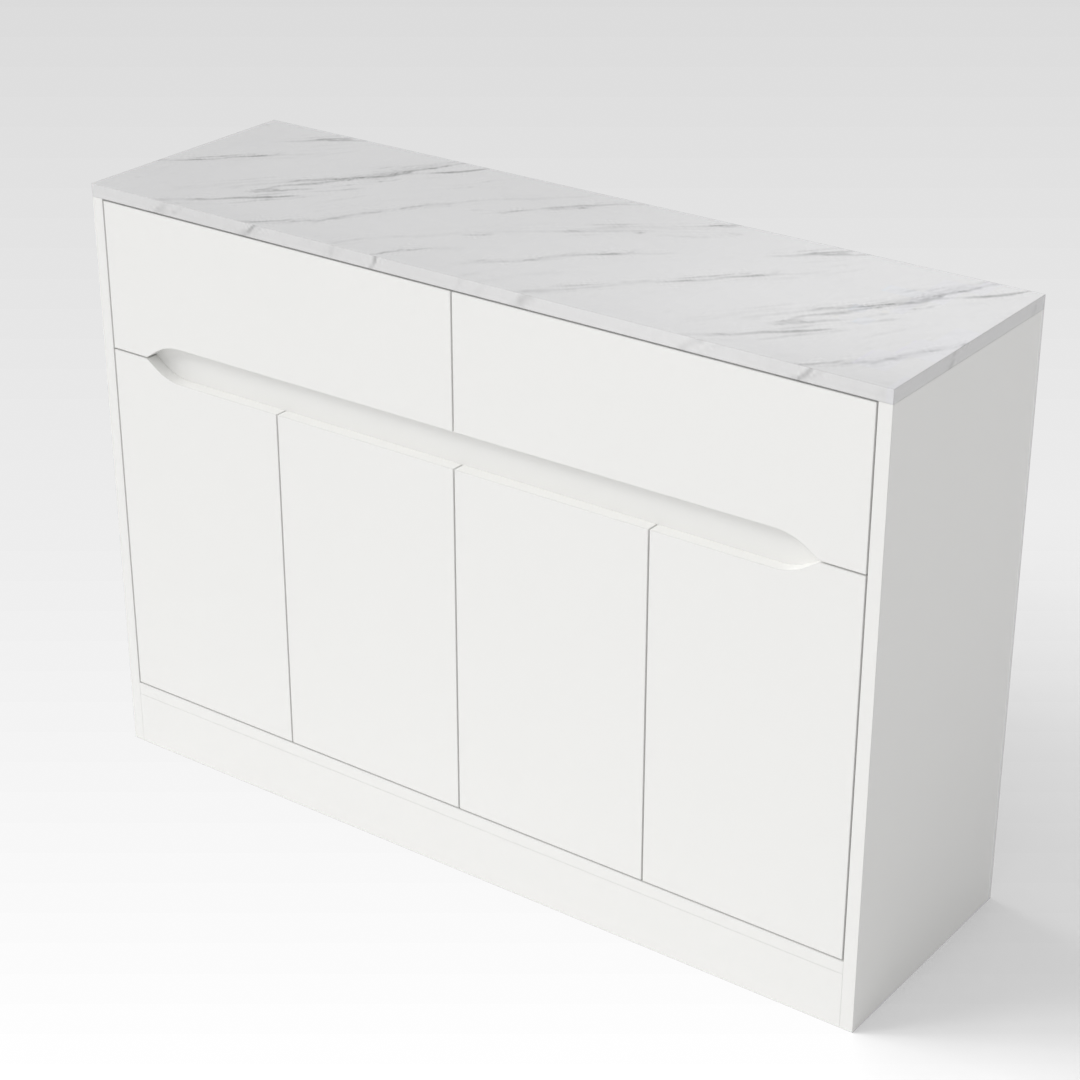 Warm White & White Marble Shoe Cabinet