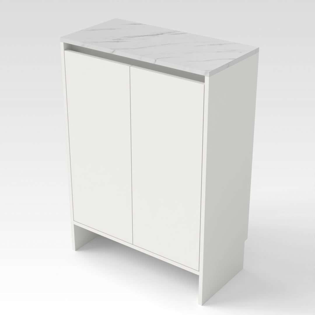 Warm White & White Marble Top Shoe Cabinet