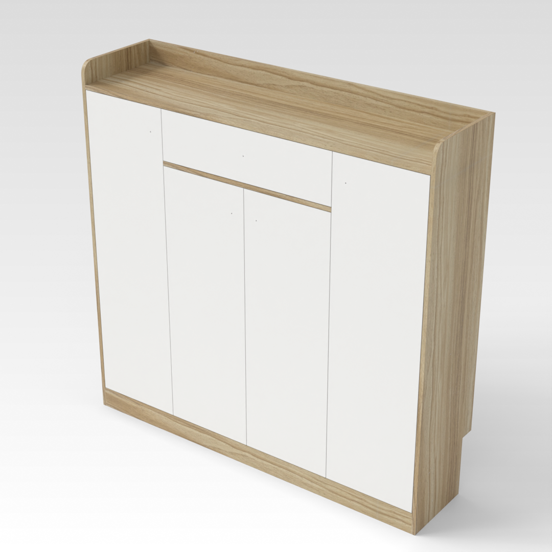 Country Oak & Warm White Shoe Cabinet