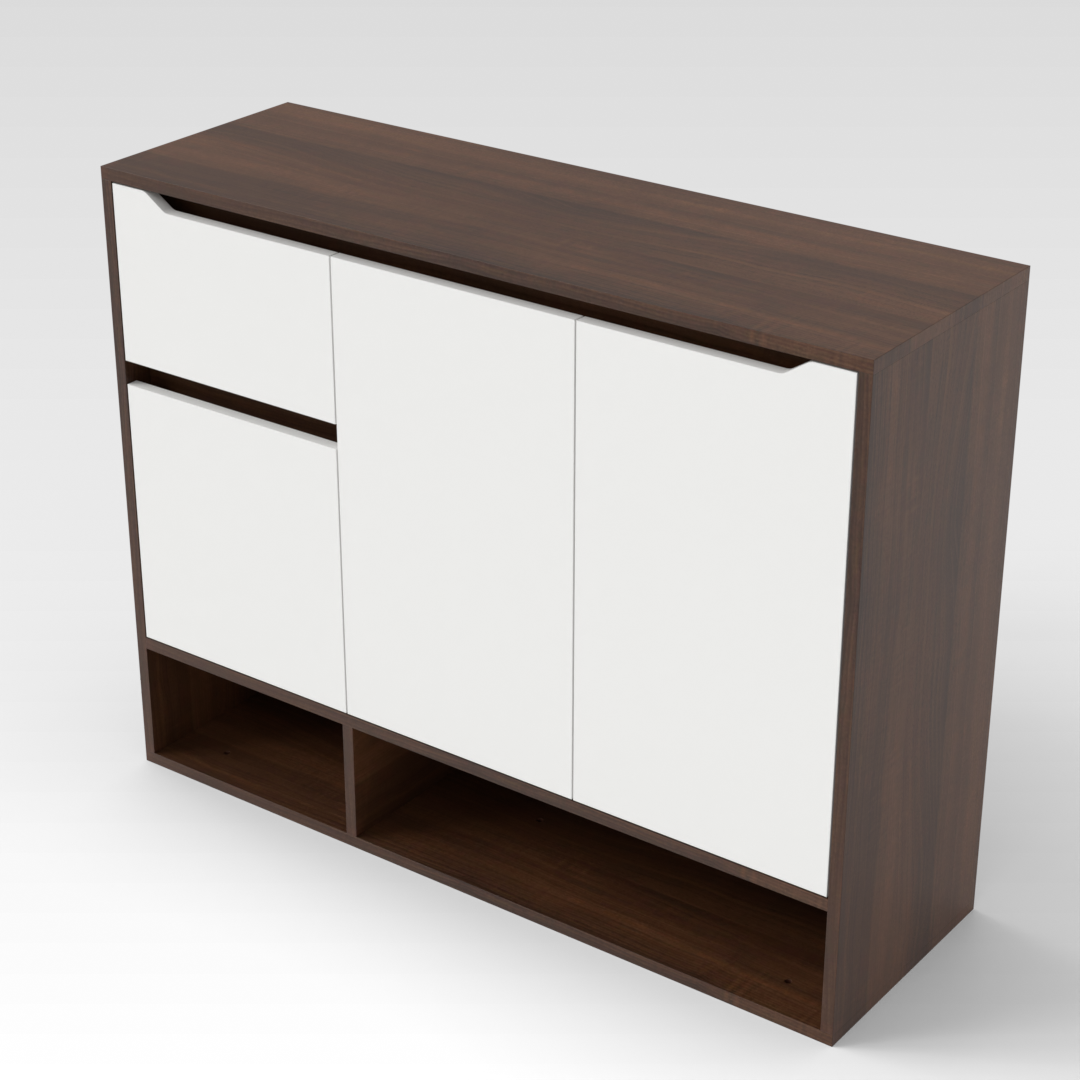 Prairie Oak & Warm White Shoe Cabinet