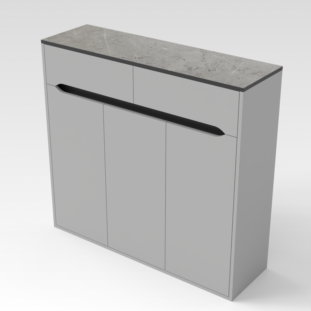 Light Gray & Black Shoe Cabinet