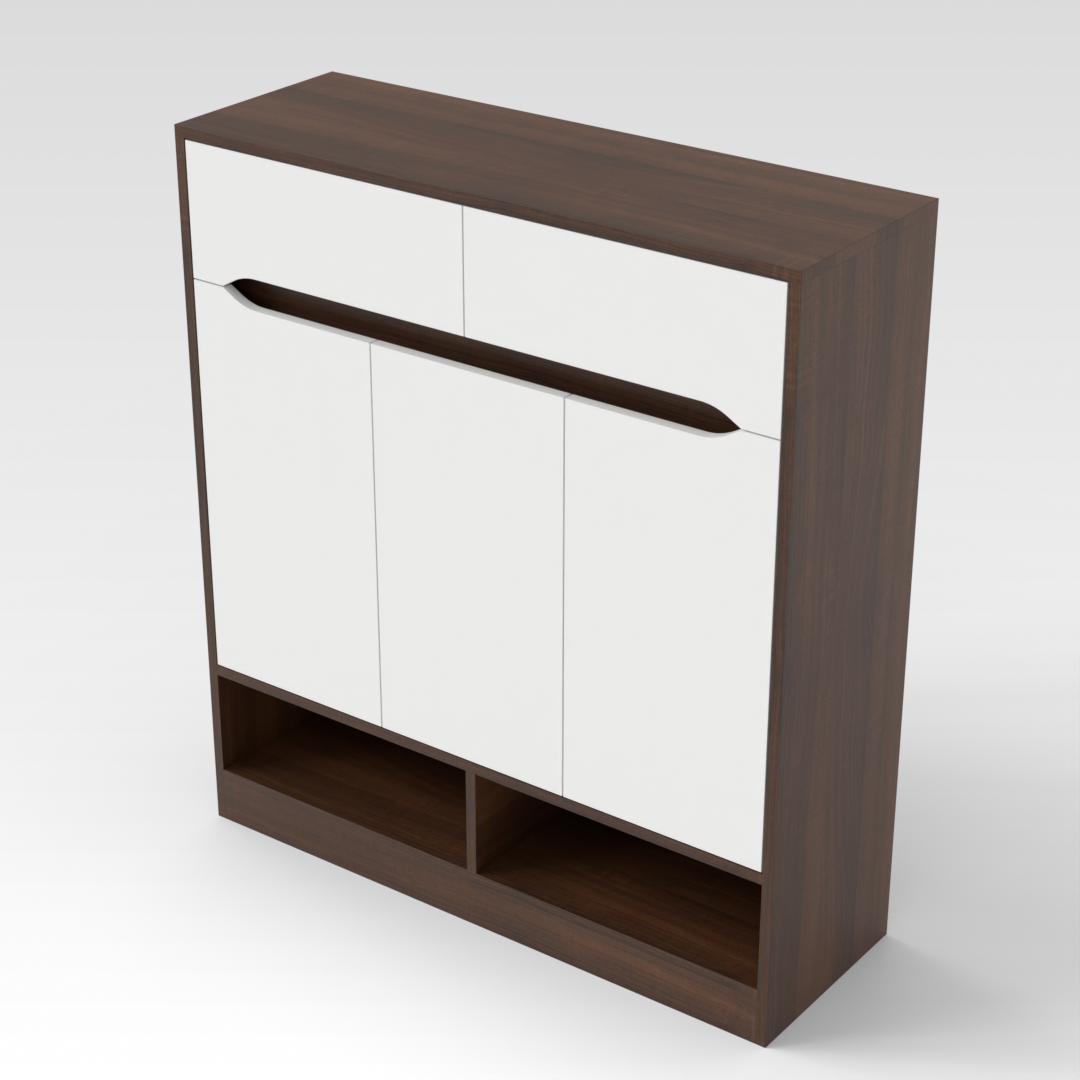 Prairie Oak & Warm White Shoe Cabinet