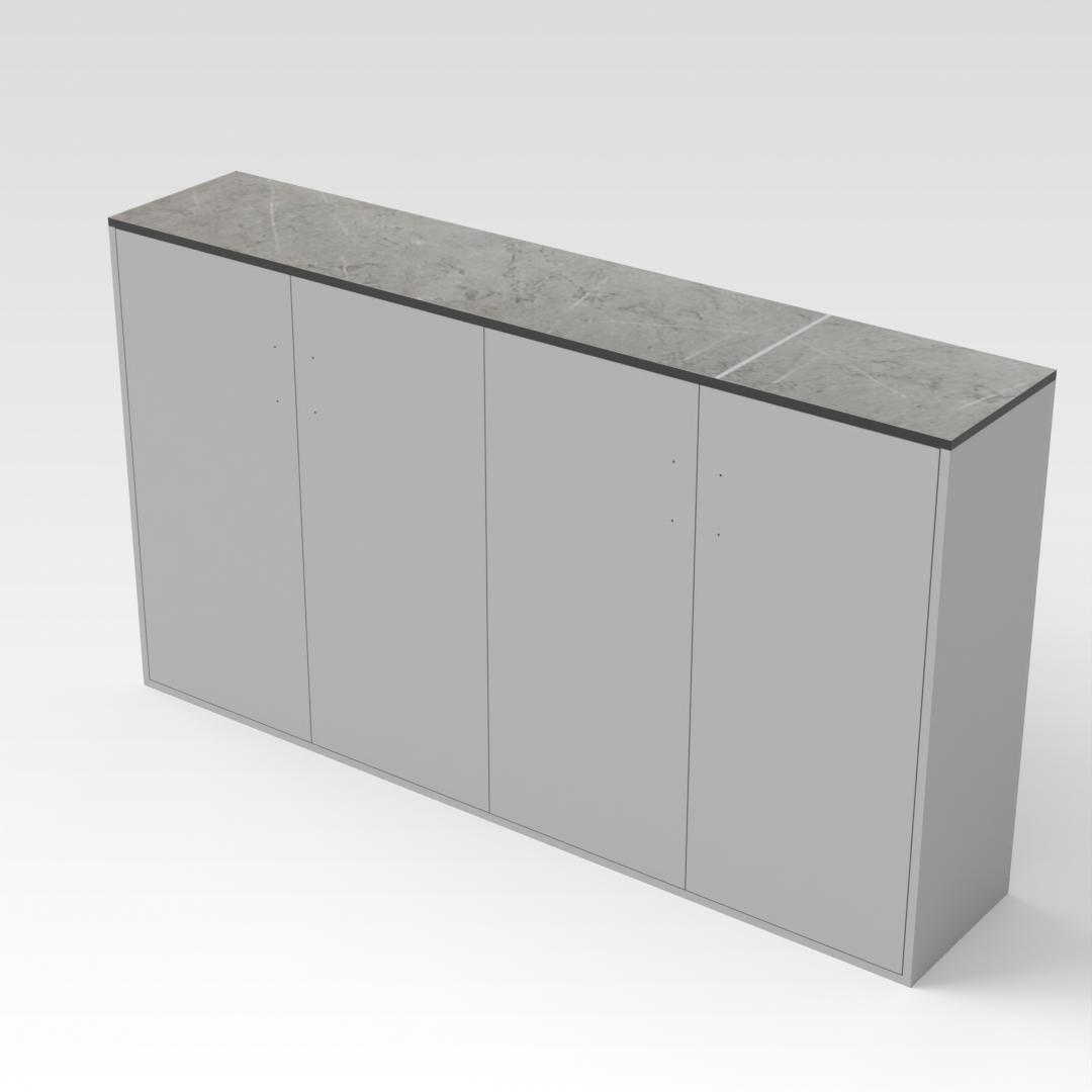 Light Gray & Brown Stone-Grain Top Shoe Cabinet