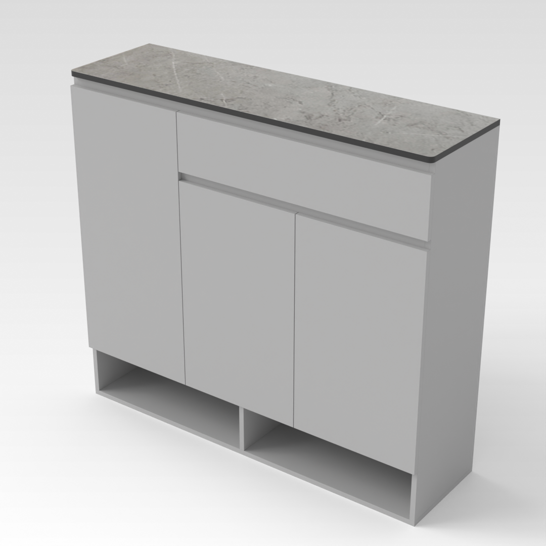 Light Gray & Brown Stone Grain Shoe Cabinet