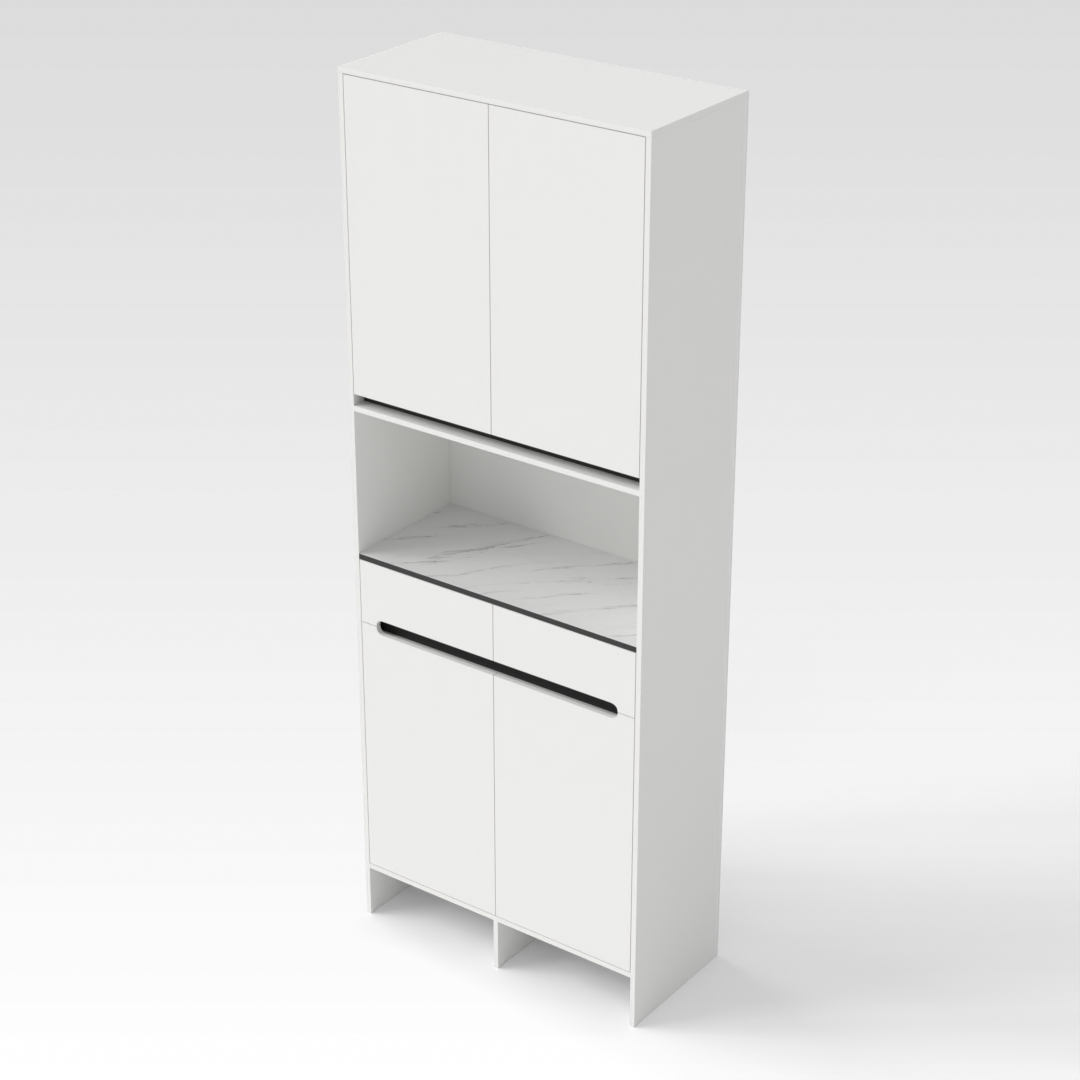 Warm White & Marble Grain Top Shoe Cabinet