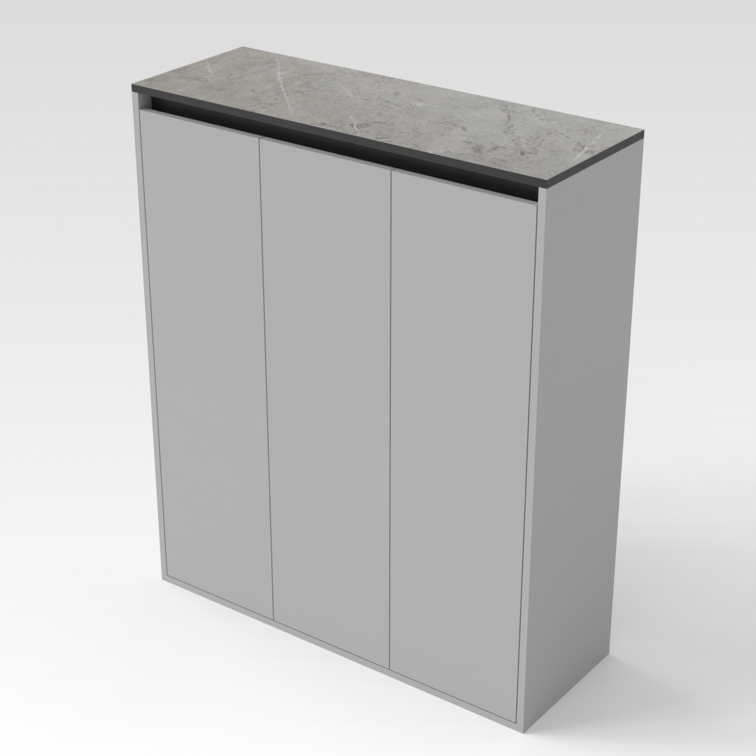 Light Gray & Brown Stone-Grain Top Shoe Cabinet