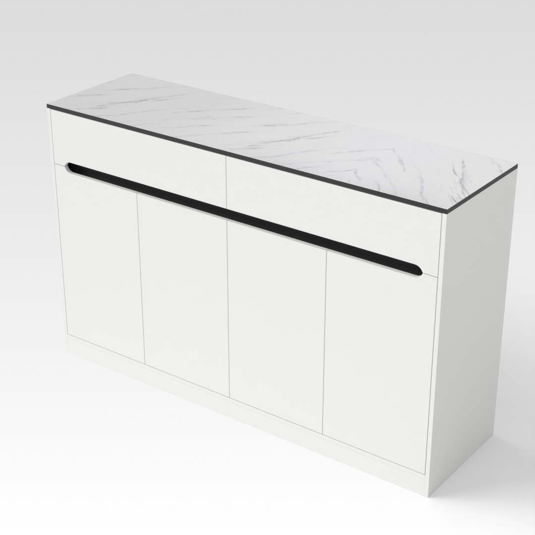 Warm White & White Marble Grain Shoe Cabinet