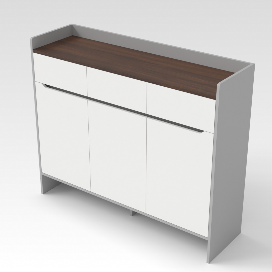 Light Gray & Warm White Shoe Cabinet