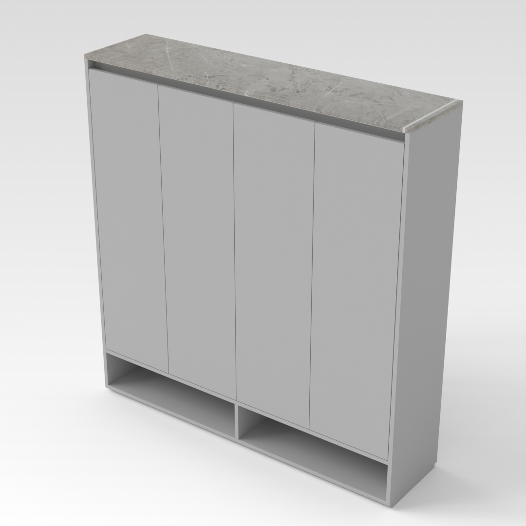 Light Gray & Brown Stone-Grain Top Shoe Cabinet