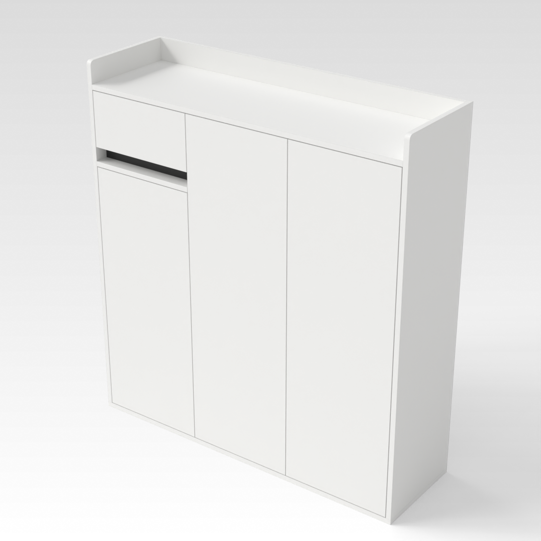 Warm White & Black Shoe Cabinet