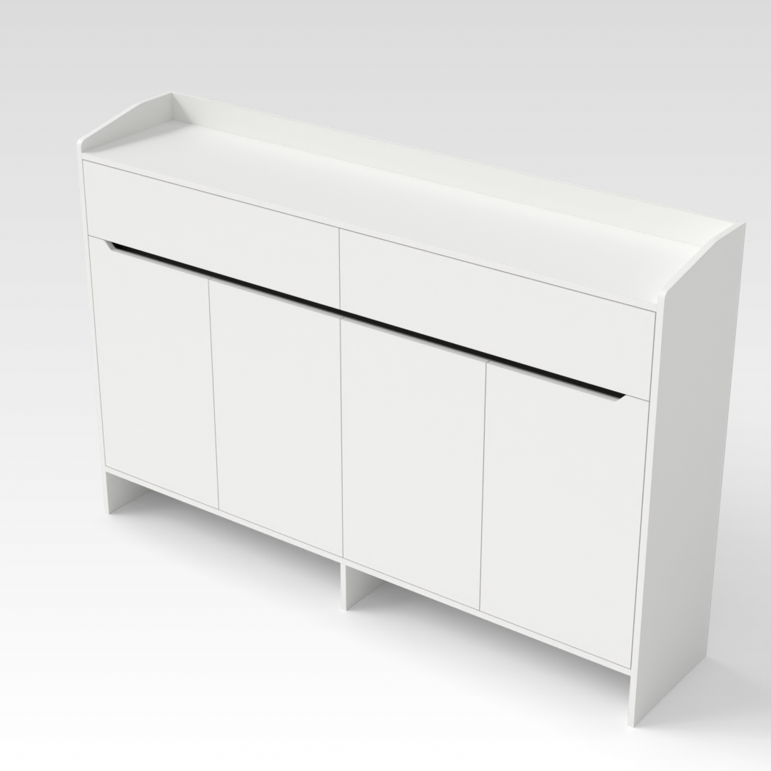 Warm White & Black Shoe Cabinet