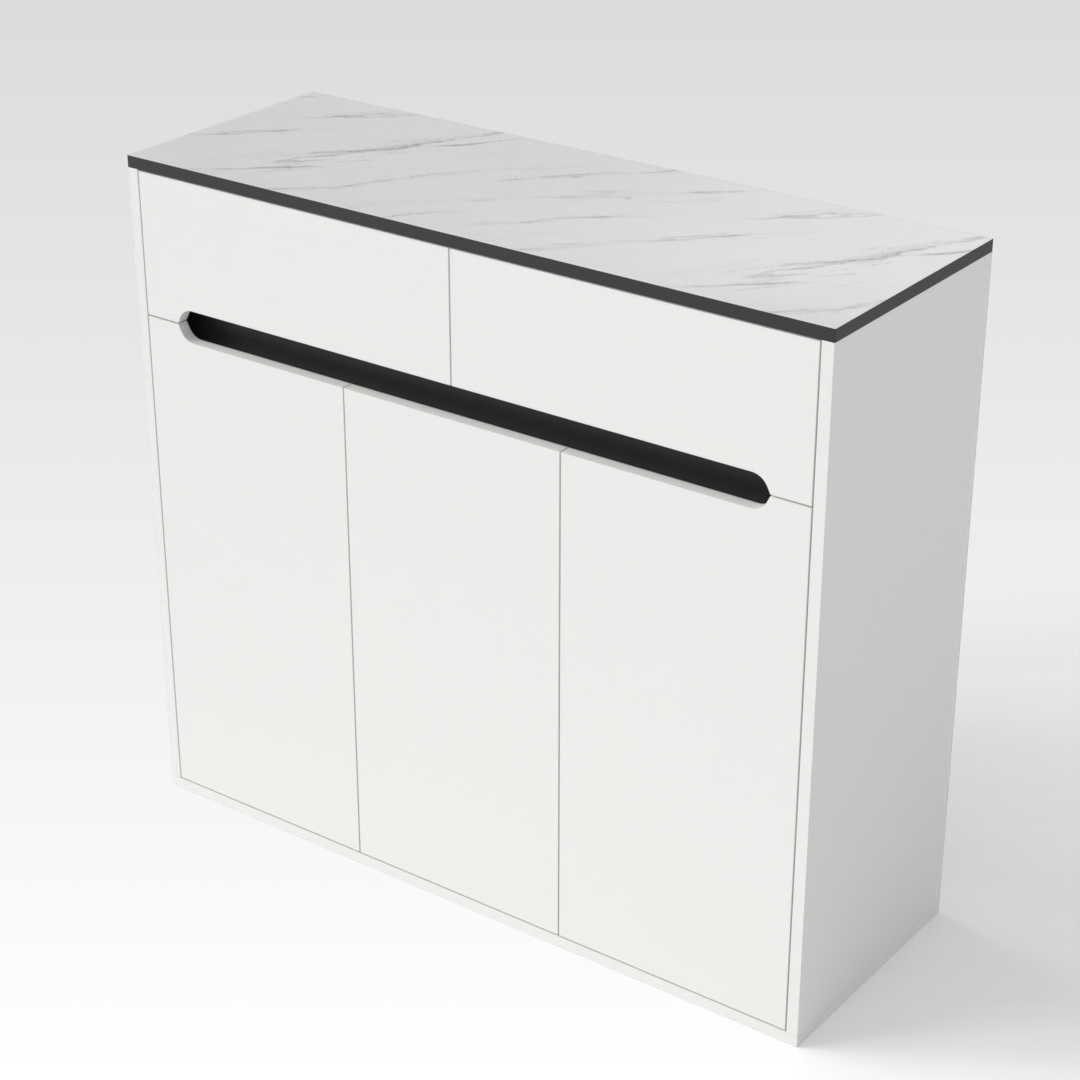 Warm White & Black Shoe Cabinet