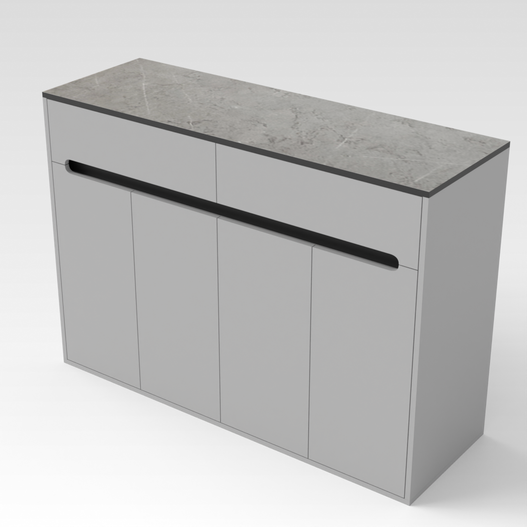 Light Gray & Brown Stone-Grain Top Shoe Cabinet