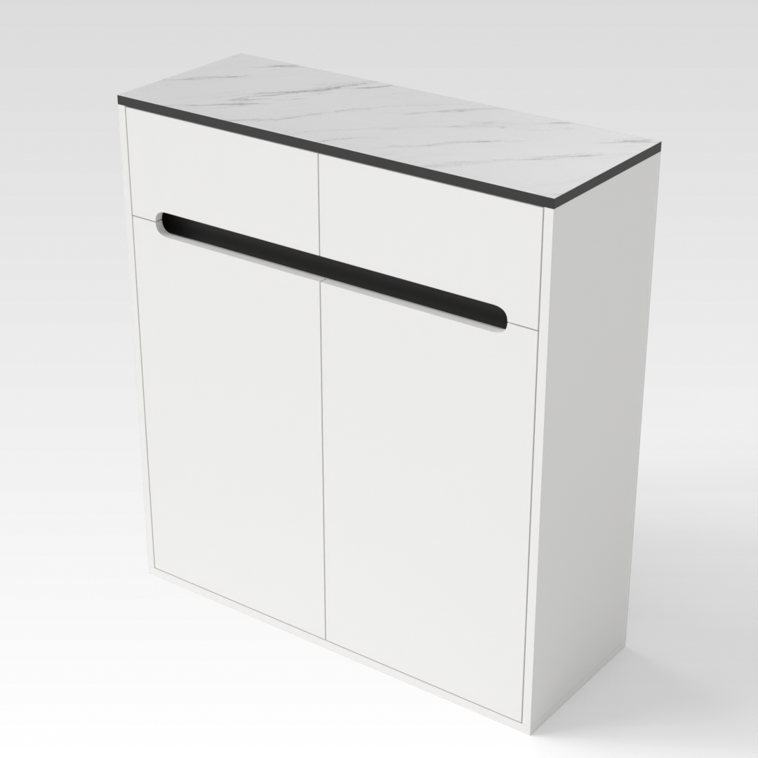Warm White & Black Shoe Cabinet