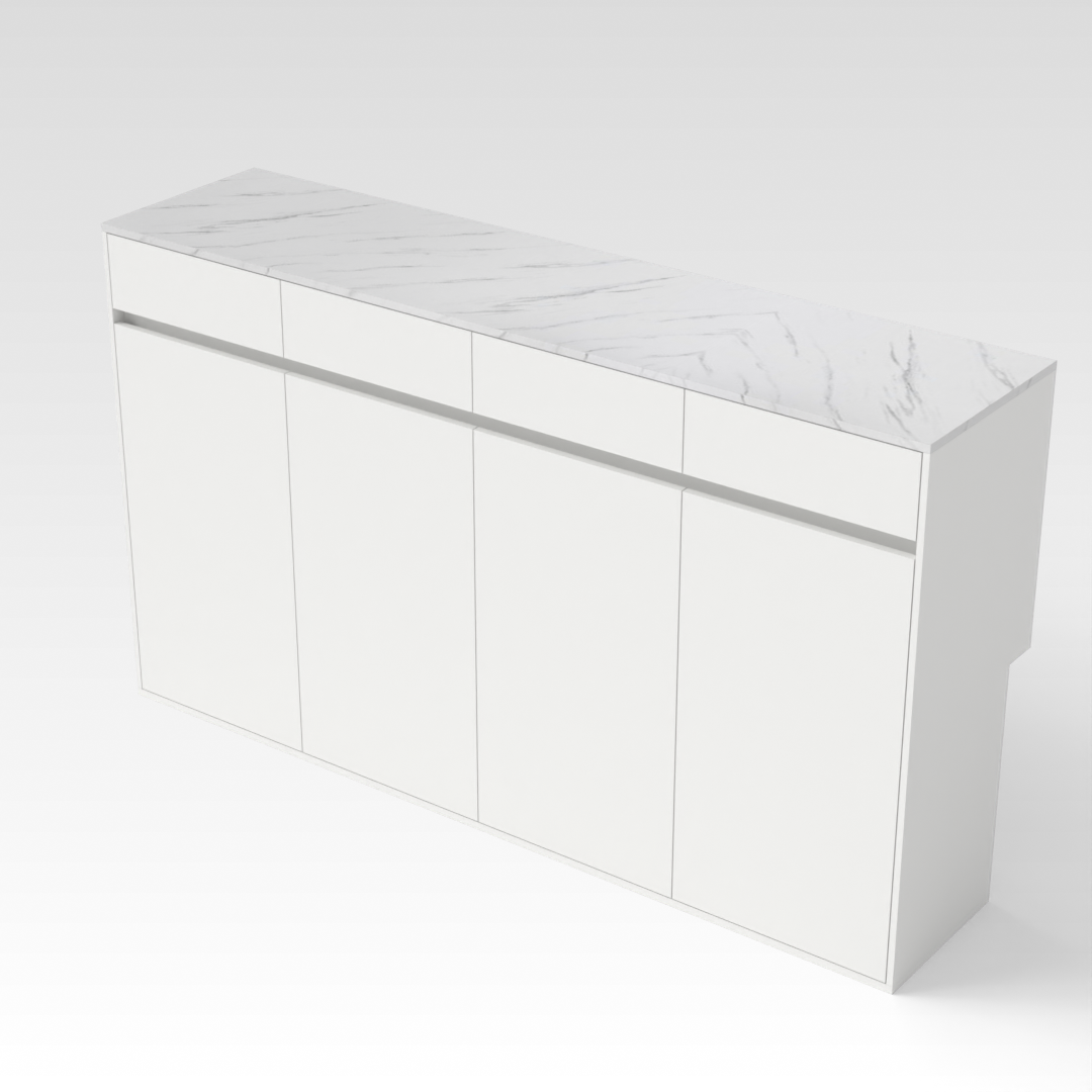 Warm White & White Marble Shoe Cabinet