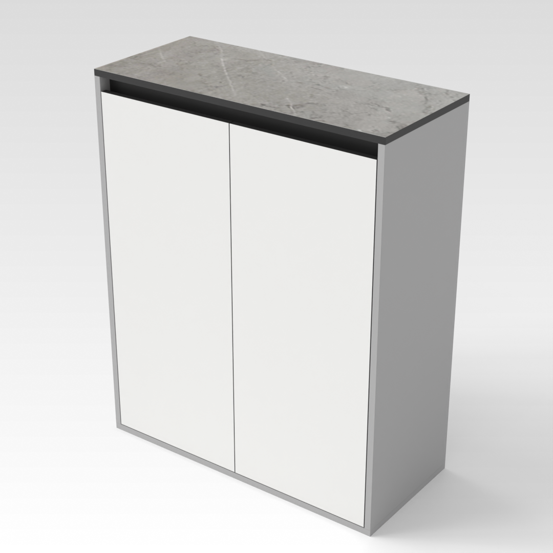 Light Gray & Brown Stone Shoe Cabinet