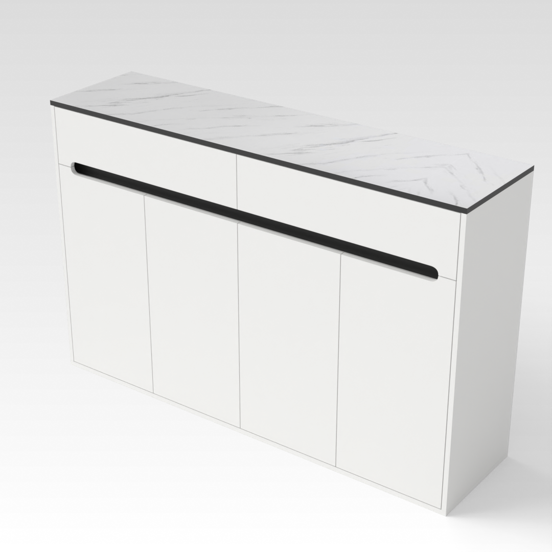 Warm White & Black Shoe Cabinet
