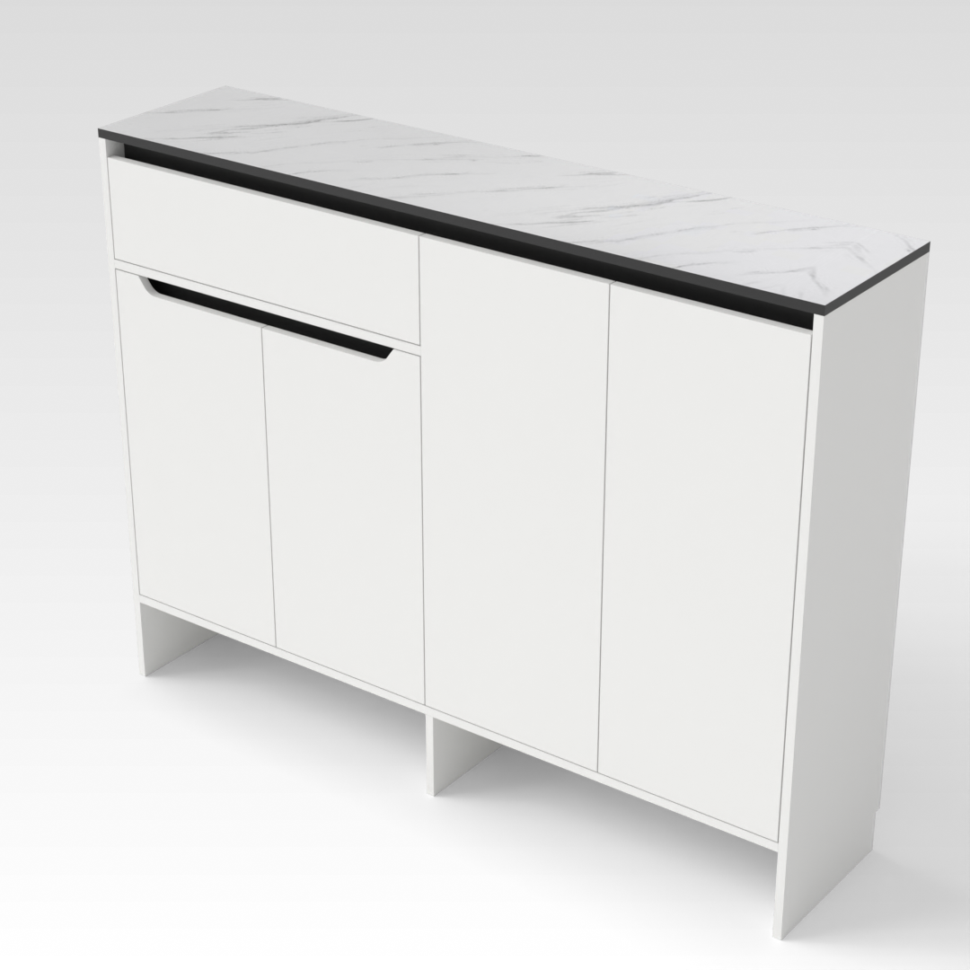 Warm White & Black Shoe Cabinet