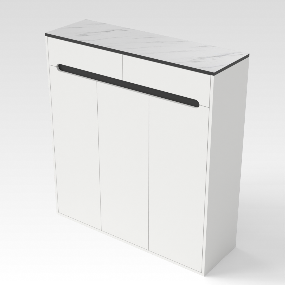 Warm White & Black Shoe Cabinet