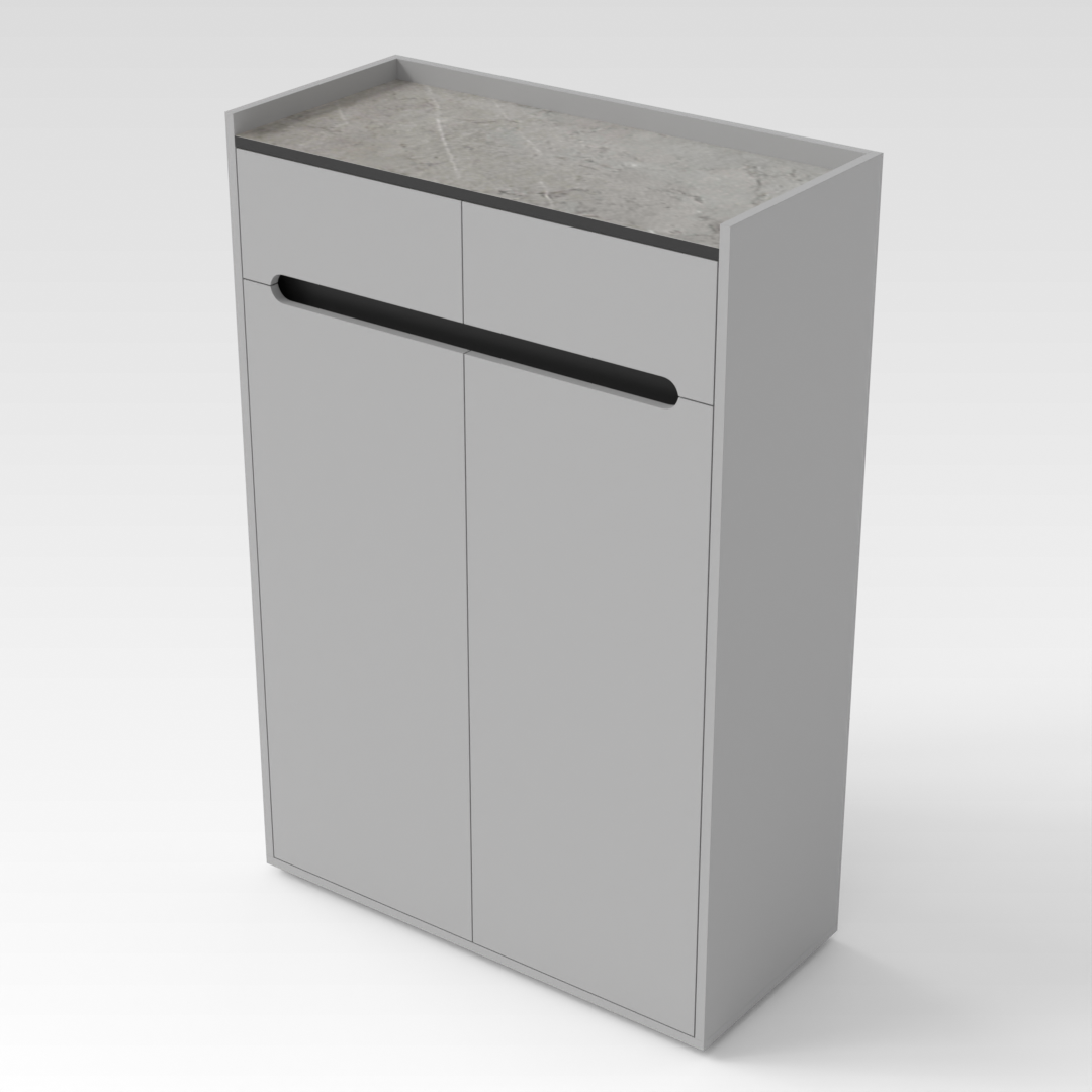 Light Gray & Brown Stone-Grain Top Shoe Cabinet