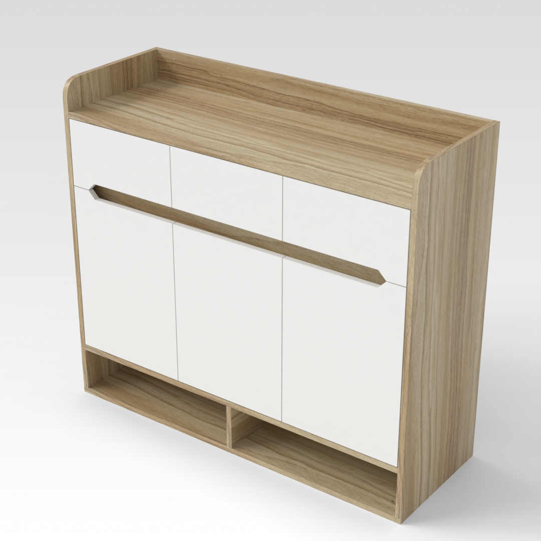 Country Oak & Warm White Shoe Cabinet