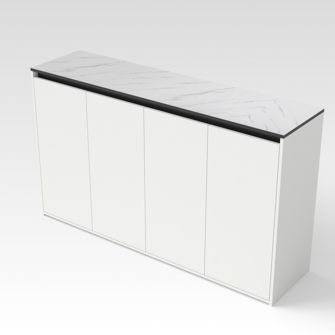 Warm White & White Marble-Grain Top Shoe Cabinet