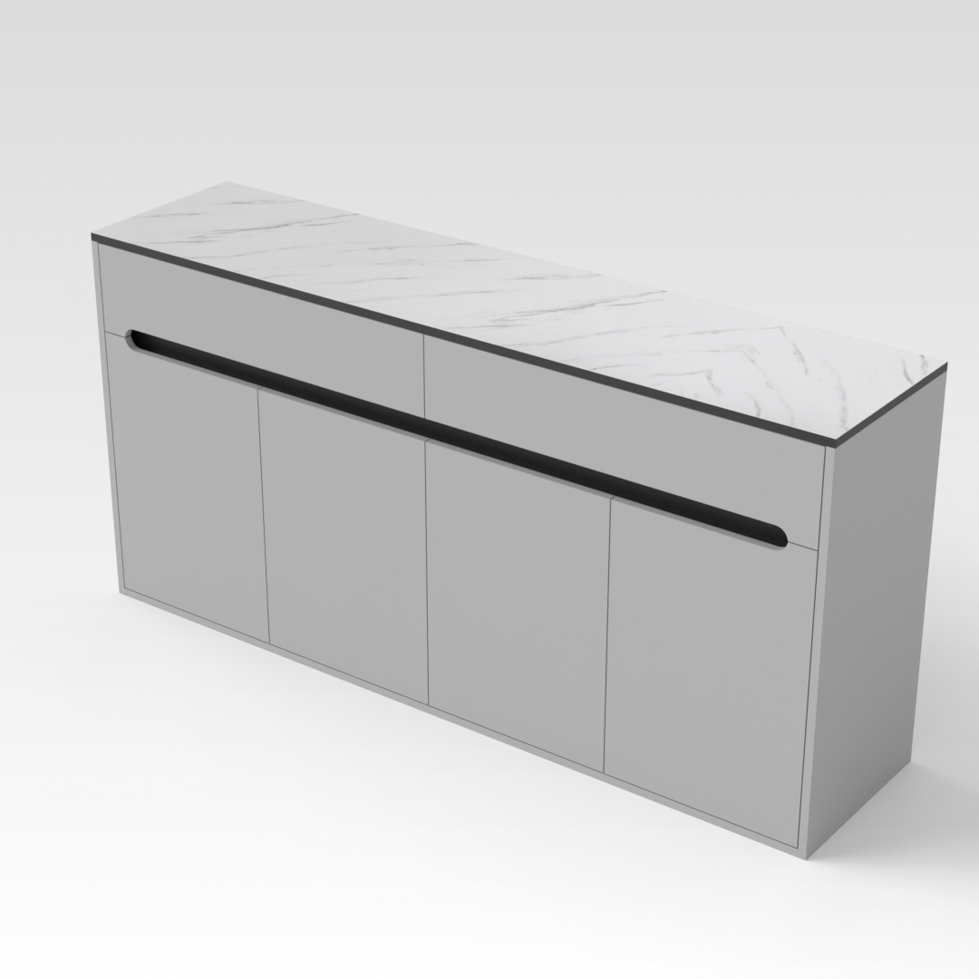 Light Gray & White Marble-Grain Top Shoe Cabinet