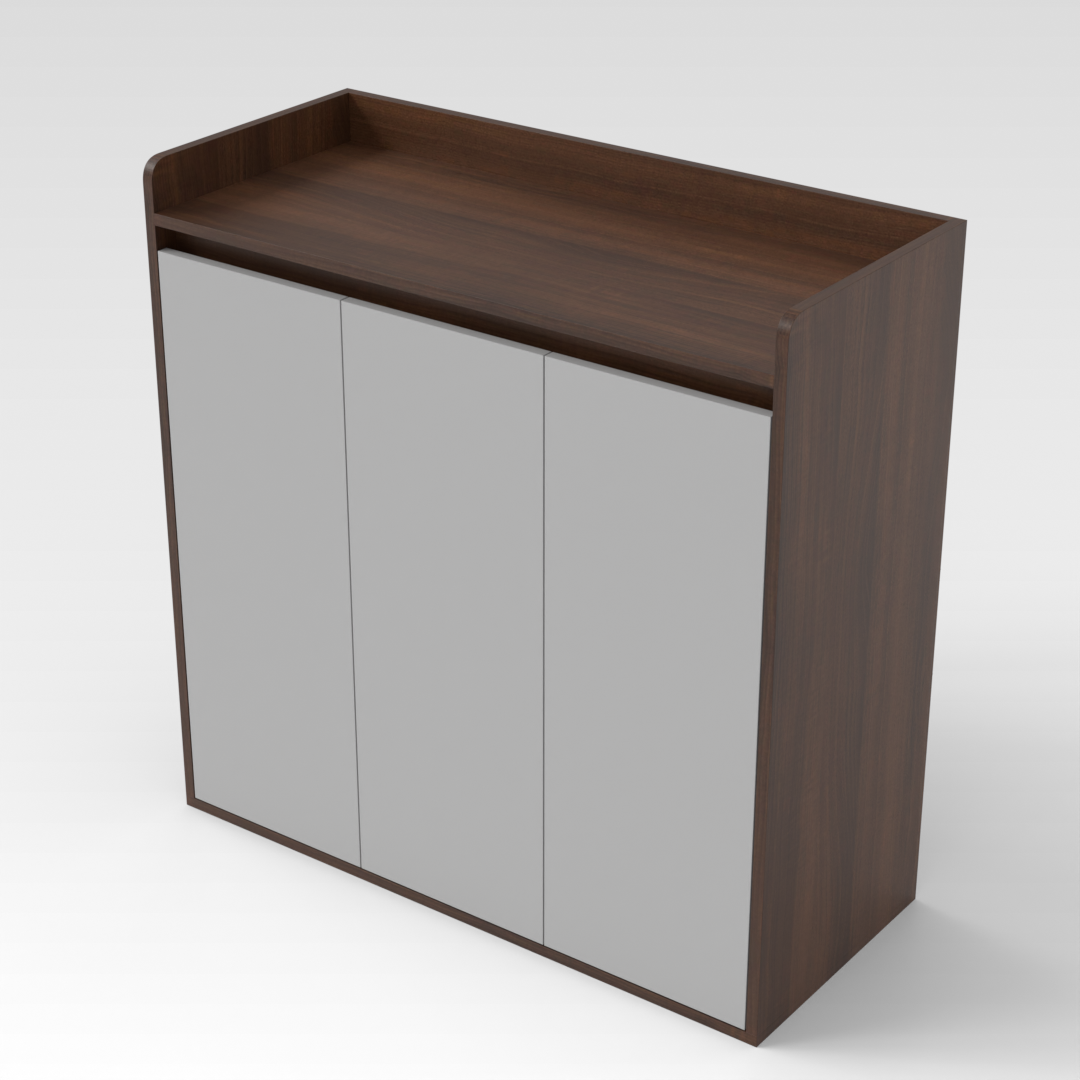 Prairie Oak & Light Gray Shoe Cabinet
