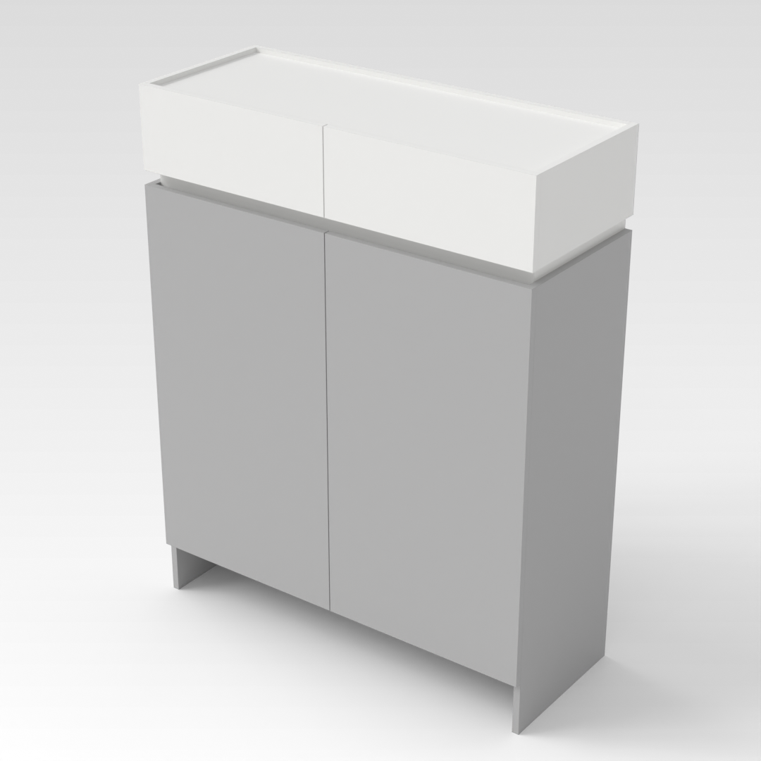 Light Gray & Warm White Shoe Cabinet