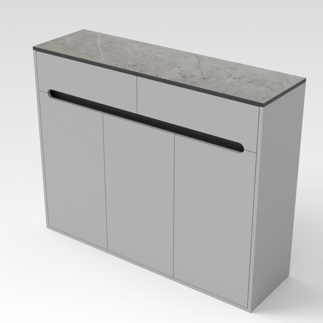 Light Gray & Brown Stone-Grain Top Shoe Cabinet