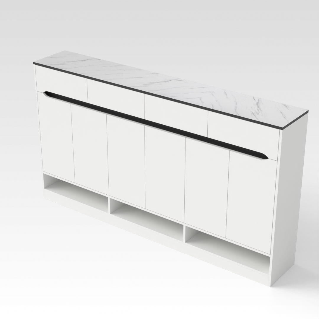 Warm White & Black Shoe Cabinet