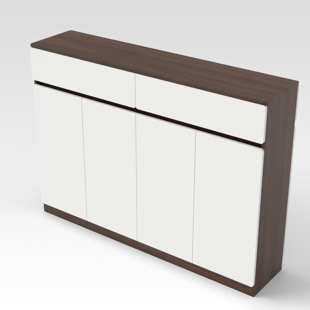 Prairie Oak & Warm White Shoe Cabinet