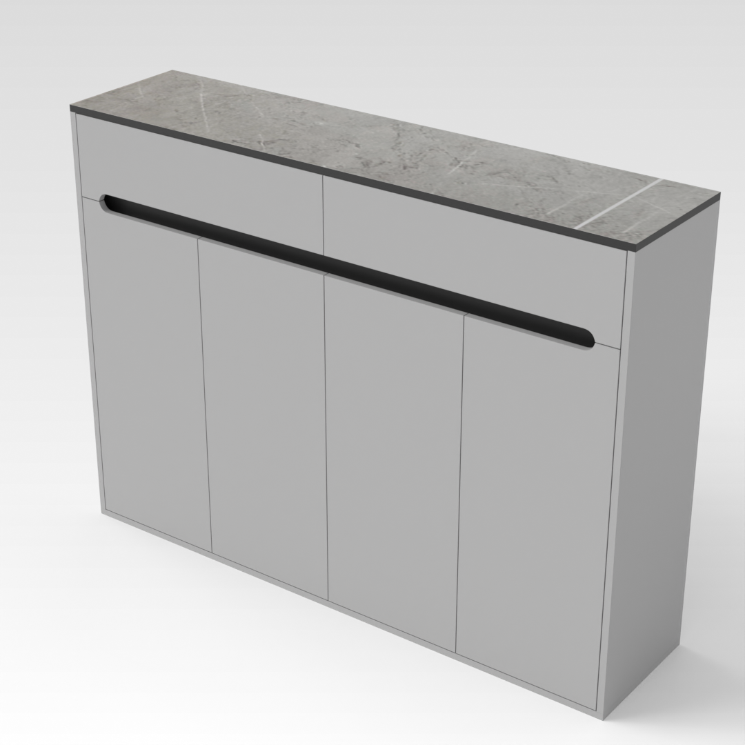 Light Gray & Brown Stone-Grain Top Shoe Cabinet