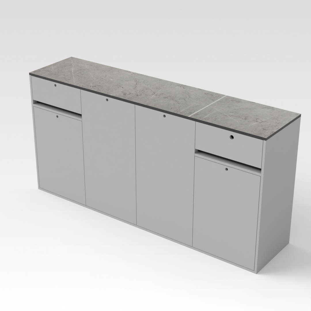 Light Gray & Brown Stone-Grain Top Shoe Cabinet