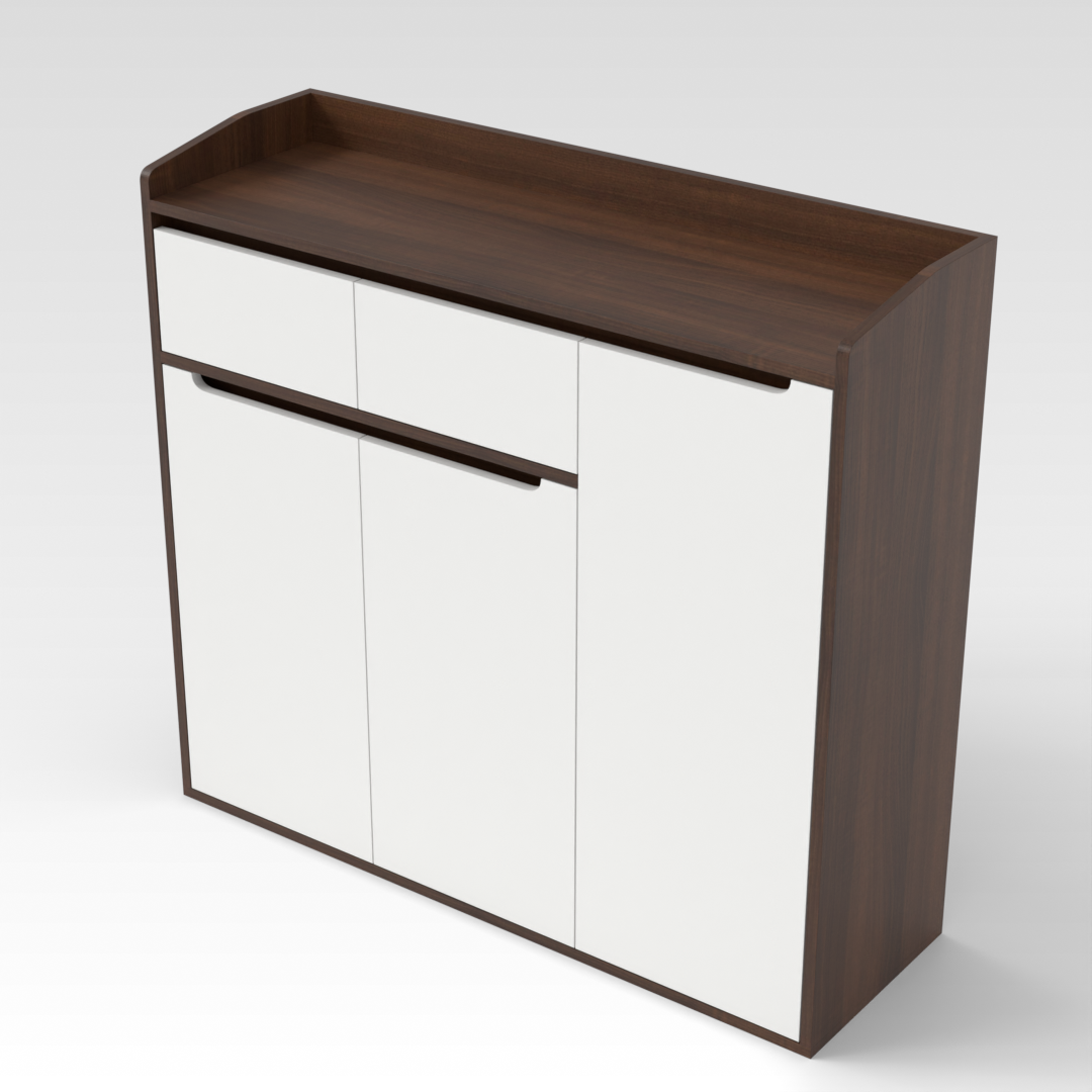 Prairie Oak & Warm White Shoe Cabinet