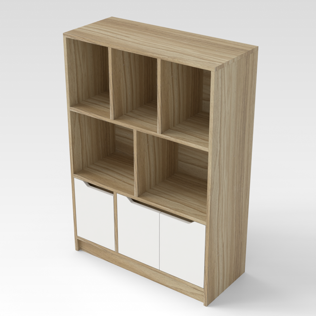 Country Oak & Warm White Bookcase