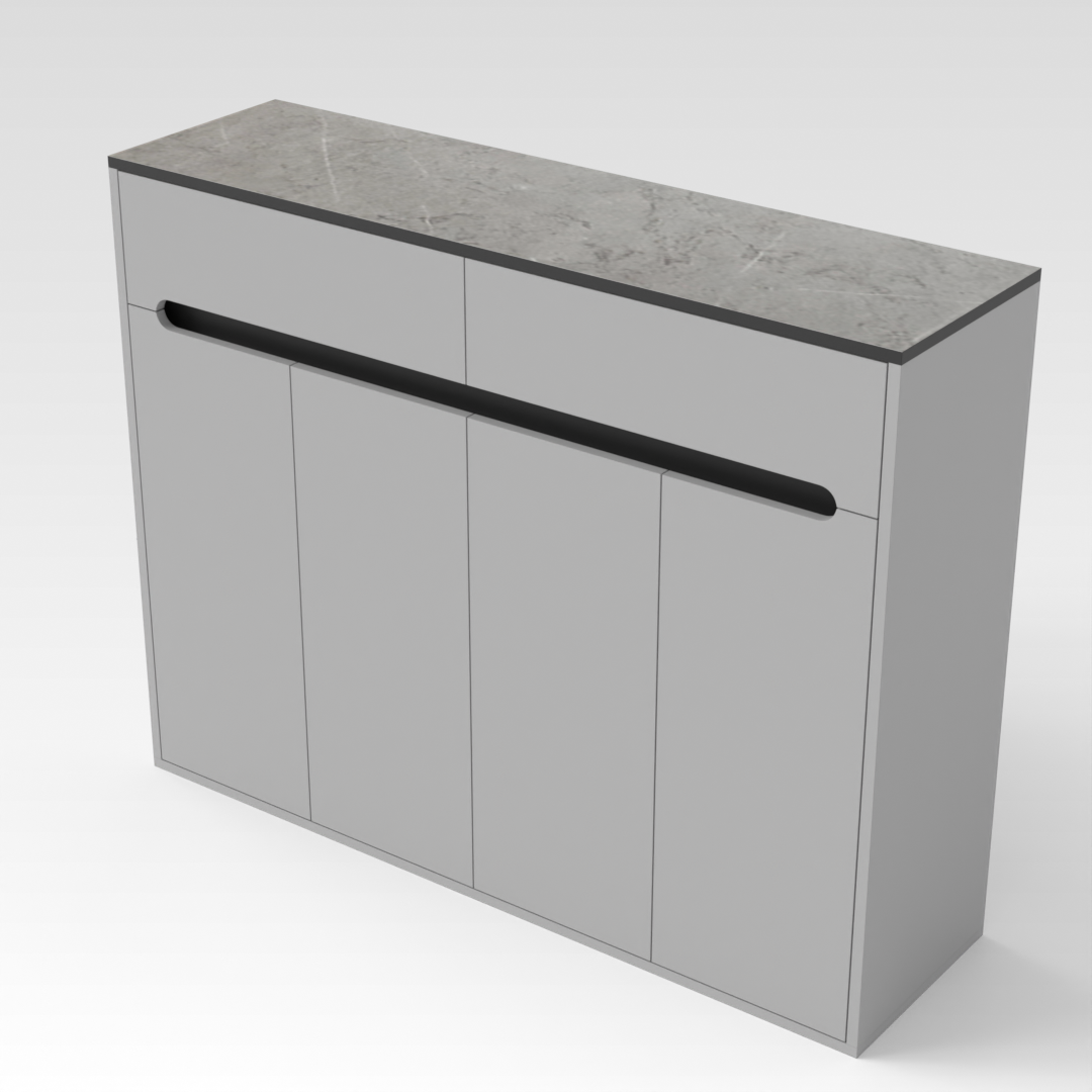 Light Gray & Brown Stone-Grain Top Shoe Cabinet