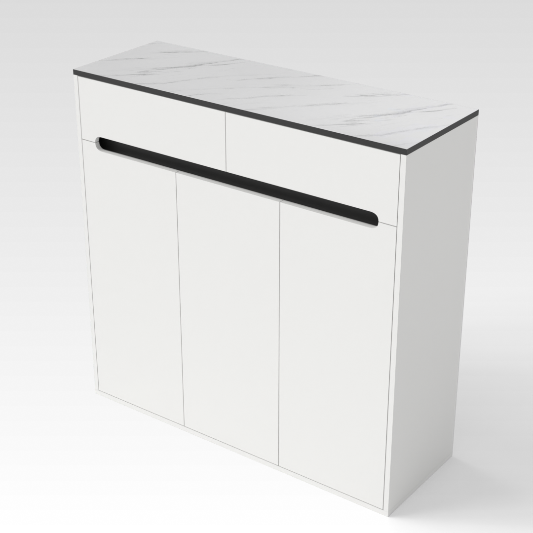 Warm White & Black Shoe Cabinet